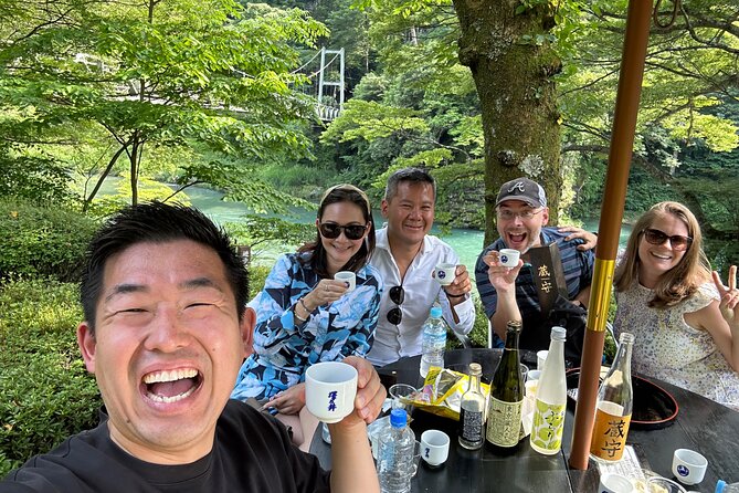 Private Sake Tasting at 300 Years Old Sake Brewery in Tokyo - Tasting sake on the brewery patio